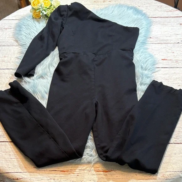 Reformation One Shoulder Black Jumpsuit sz 6 - Picture 2 of 11